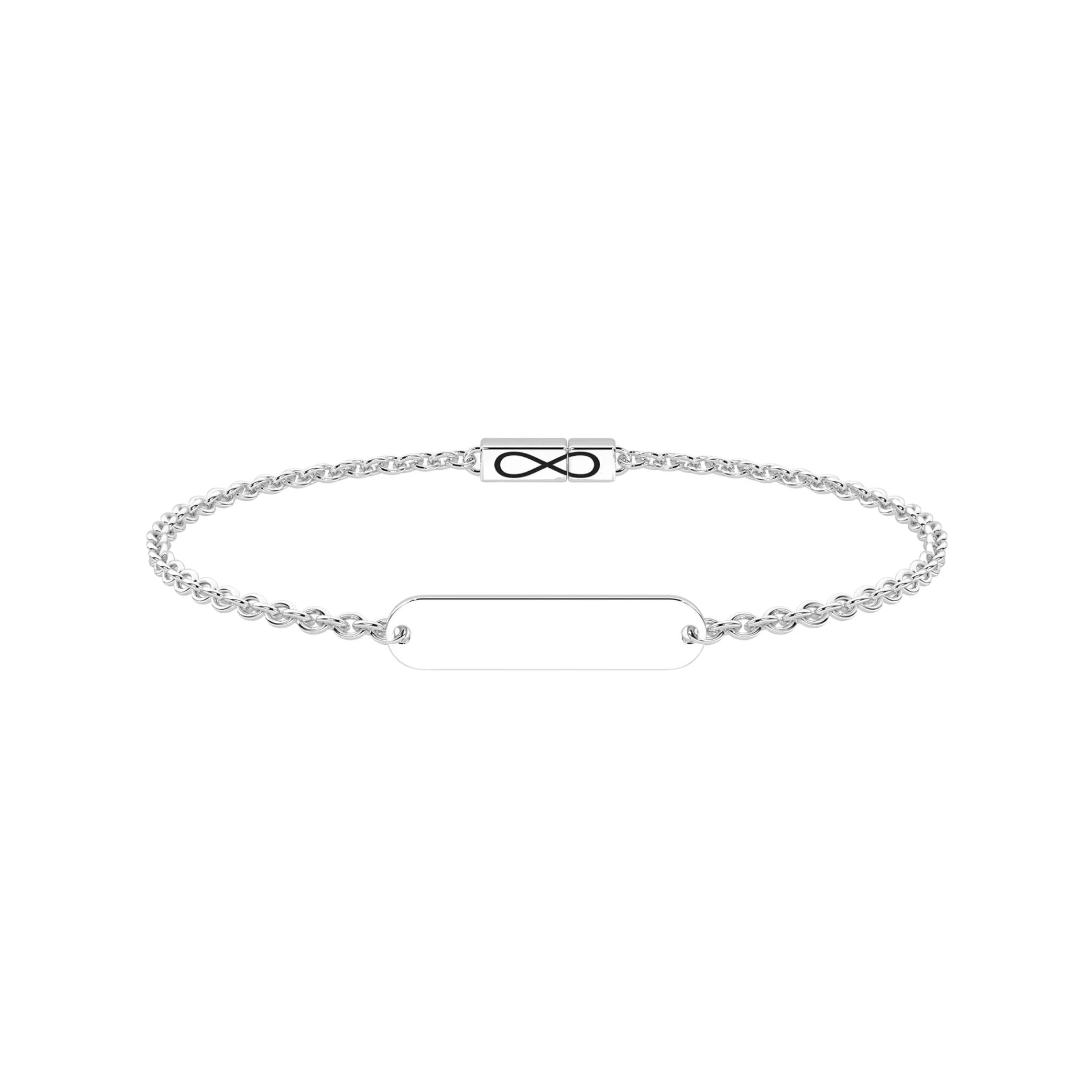 Tobillera Infinity Acero 316L con Placa Personalizable