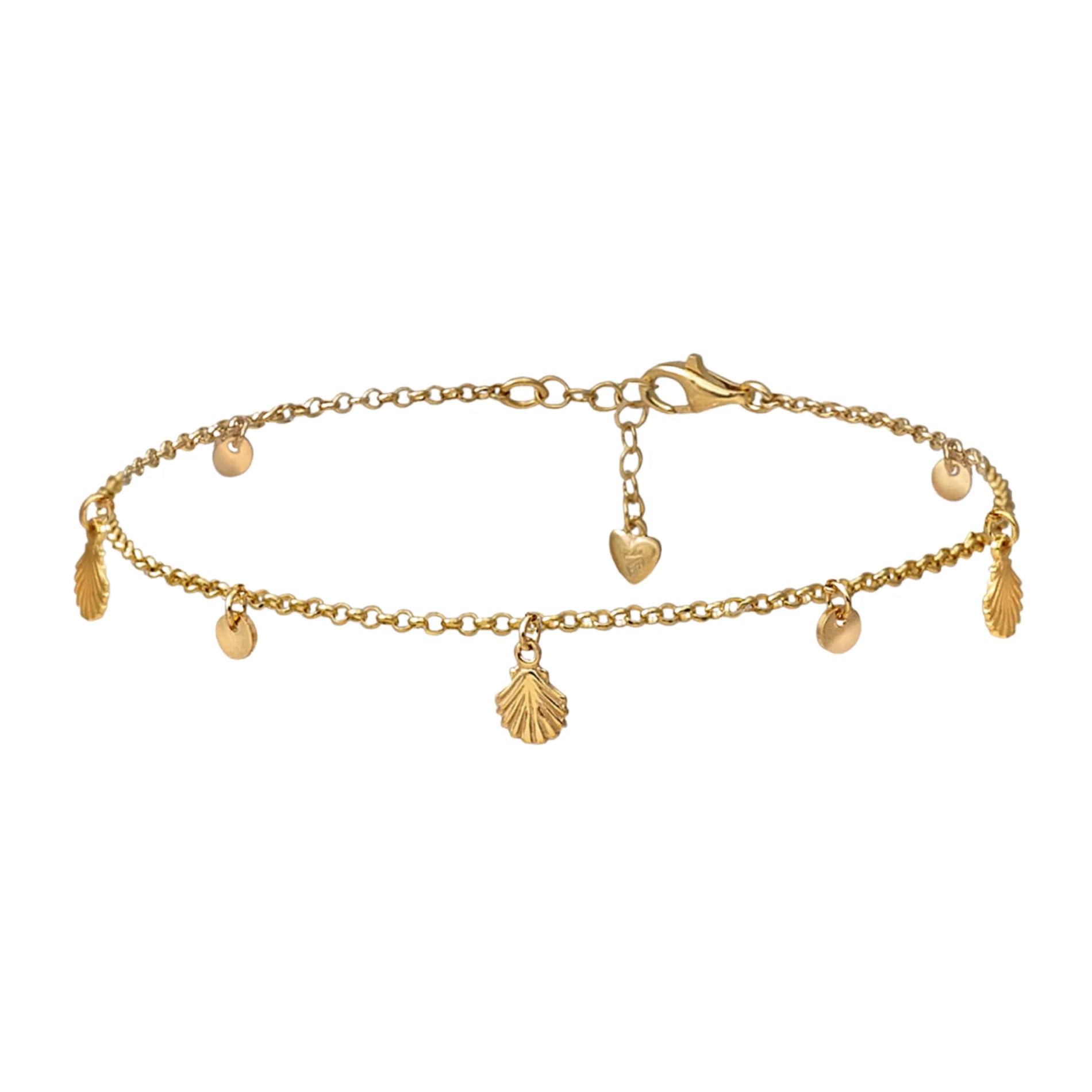 Tobillera Boho Shells en Plata Bañada en Oro