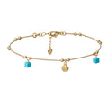 Tobillera Boho Shell & Turquoise en Plata Bañada en Oro