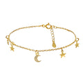 Tobillera Astral Moon & Stars en Plata Bañada en Oro