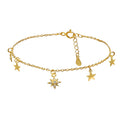 Tobillera de Estrellas en Plata Bañada en Oro