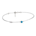 Tobillera de Plata con Piedra Natural azul y Circonita 