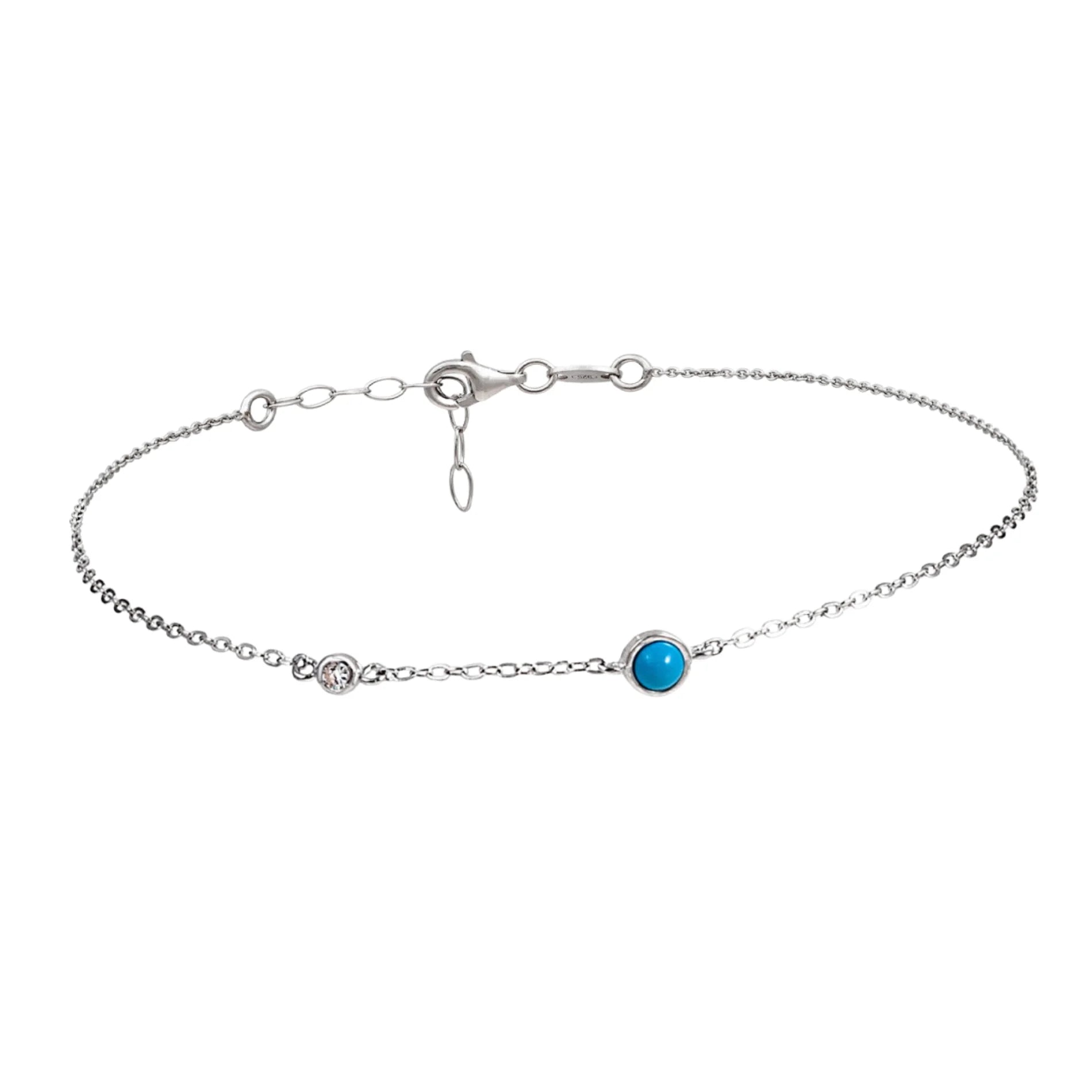 Tobillera de Plata con Piedra Natural azul y Circonita 