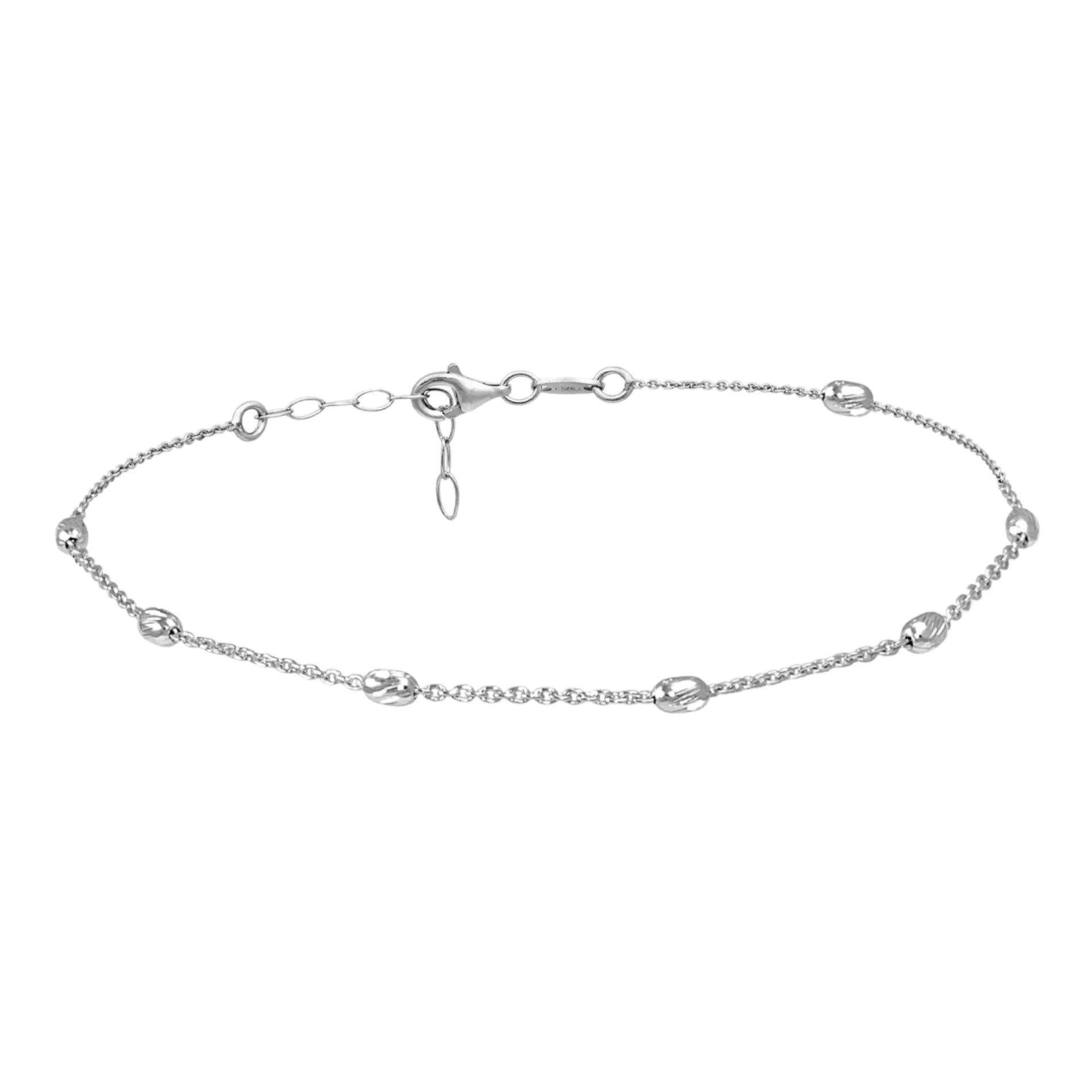 Tobillera de Cuentas Diamantadas en Plata